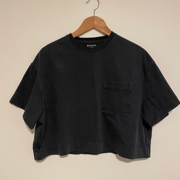 Athleta XS Black Boxy Crop Top - Picture 3 of 7